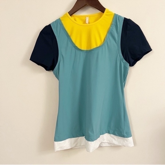 No Ka’OI Yoga Short Sleeve Workout Top Colorblock Racerback Size 1 (Small) - Picture 1 of 8